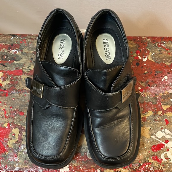 2/$18 Kenneth Cole Black Leather Fast Cash 2 Toddler Dress Shoe Size 12 - Picture 11 of 16